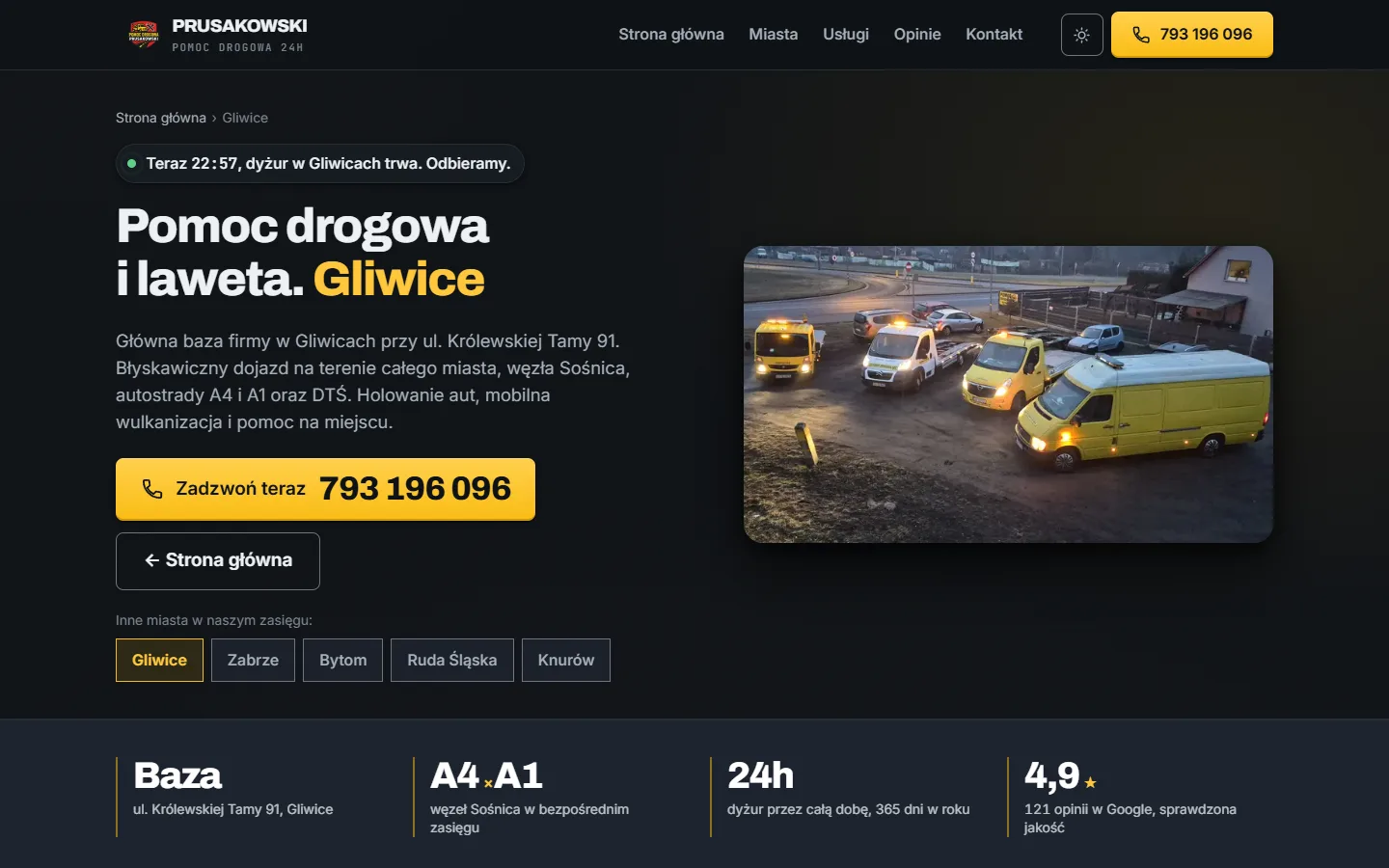 Podstrona lokalna Pomoc drogowa i laweta Gliwice