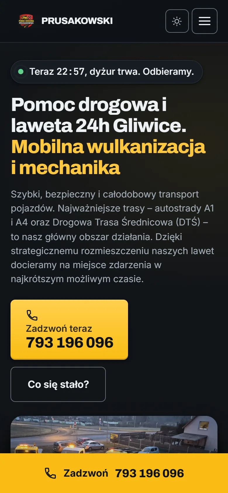 Ta sama strona na telefonie, z przyciskiem Zadzwoń na dole ekranu